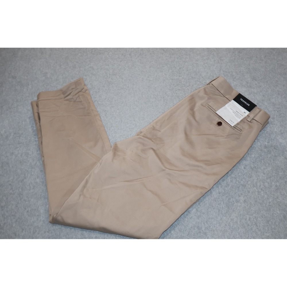 Banana Republic Traveler Chino Men 36x34 Khaki Slim Organic Cotton Stretch NEW